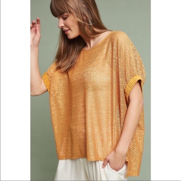 Akemi + Kin Golden Yellow Lace Boxy Top, Size XS/S - Picture 1 of 9